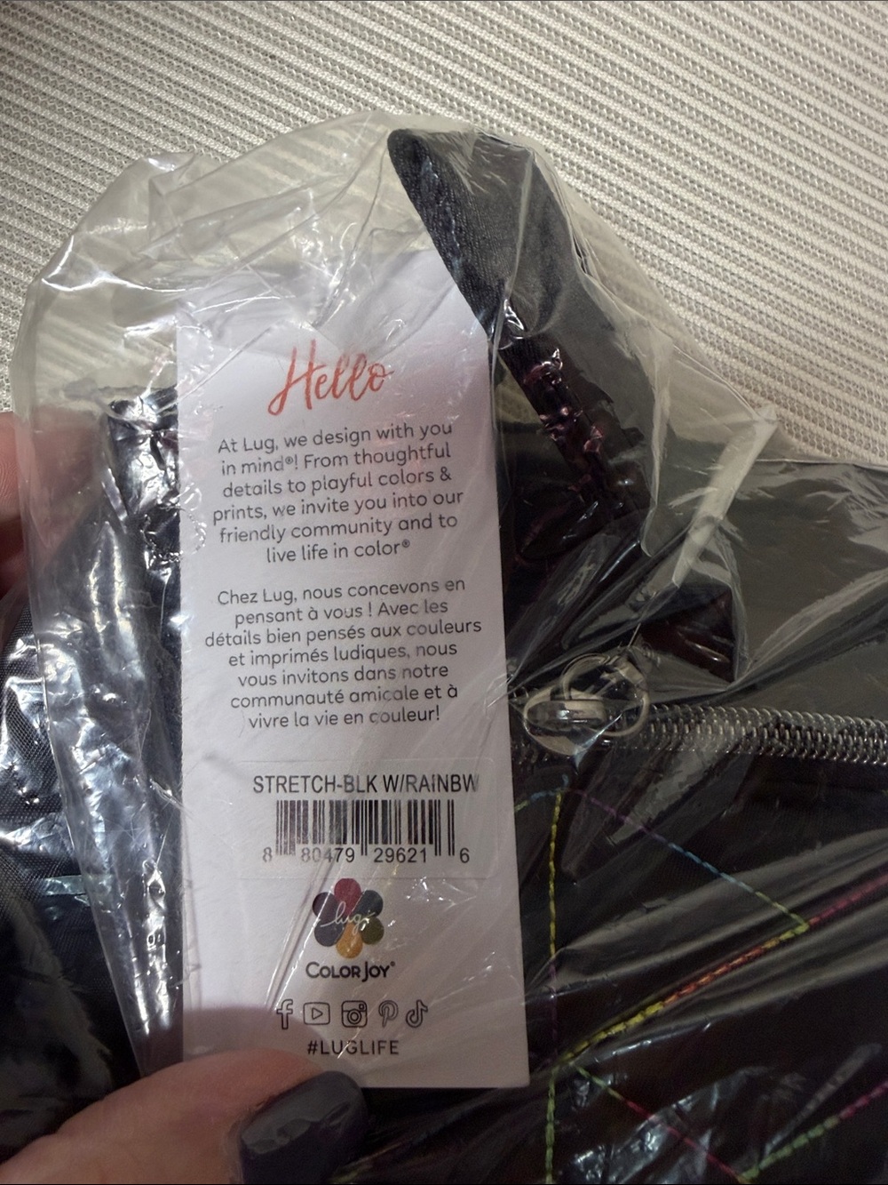 lug Stretch black with Rainbow Stitch Accents BNWT never opened - Picture 2 of 4